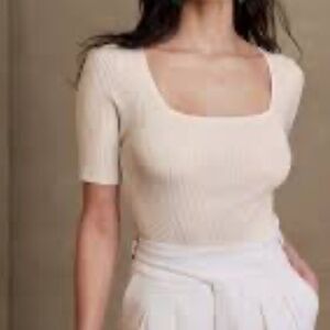 Banana Republic White and Green Hayden Tops Large